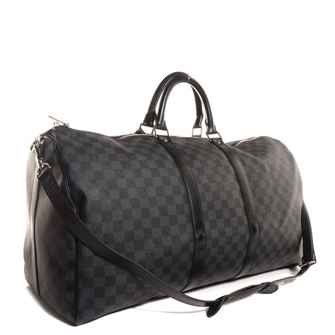 louis vuitton keepall bandouliere damier graphite 55 black graphite|keepall bandouliere 55 price.